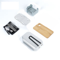 Aluminum Lunch Box with Stainless Steel Picnic Set for Outdoor Dining