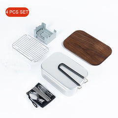Aluminum Lunch Box with Stainless Steel Picnic Set for Outdoor Dining