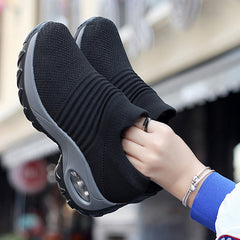 Women's Knitted Socks Shoes Air Cushion Casual Walking Shoes