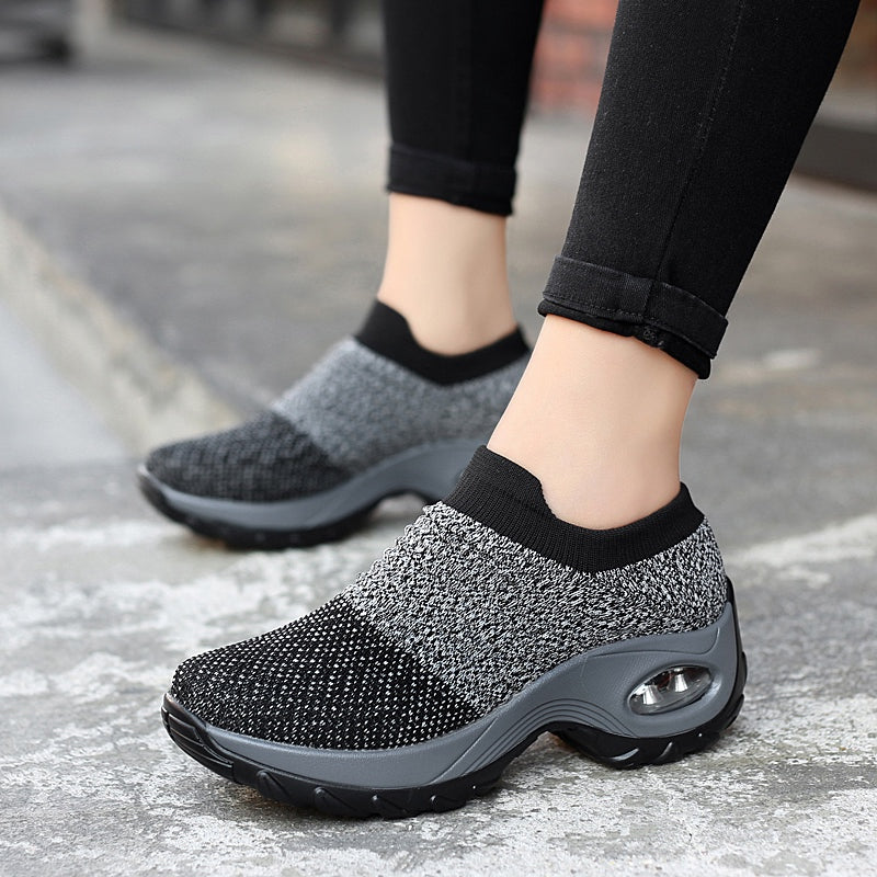 Women's Knitted Socks Shoes Air Cushion Casual Walking Shoes