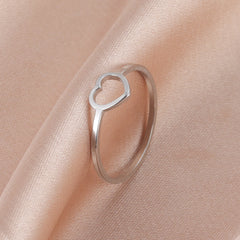 Heart Ring Titanium Steel Silvery Hollow Heart Shape for Daily Decor and Party