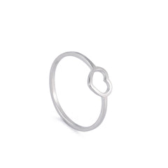 Heart Ring Titanium Steel Silvery Hollow Heart Shape for Daily Decor and Party
