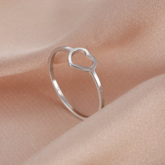 Heart Ring Titanium Steel Silvery Hollow Heart Shape for Daily Decor and Party
