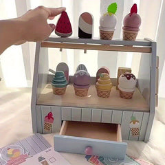Wooden Ice Cream Shop Dessert Counter Toy for Kids