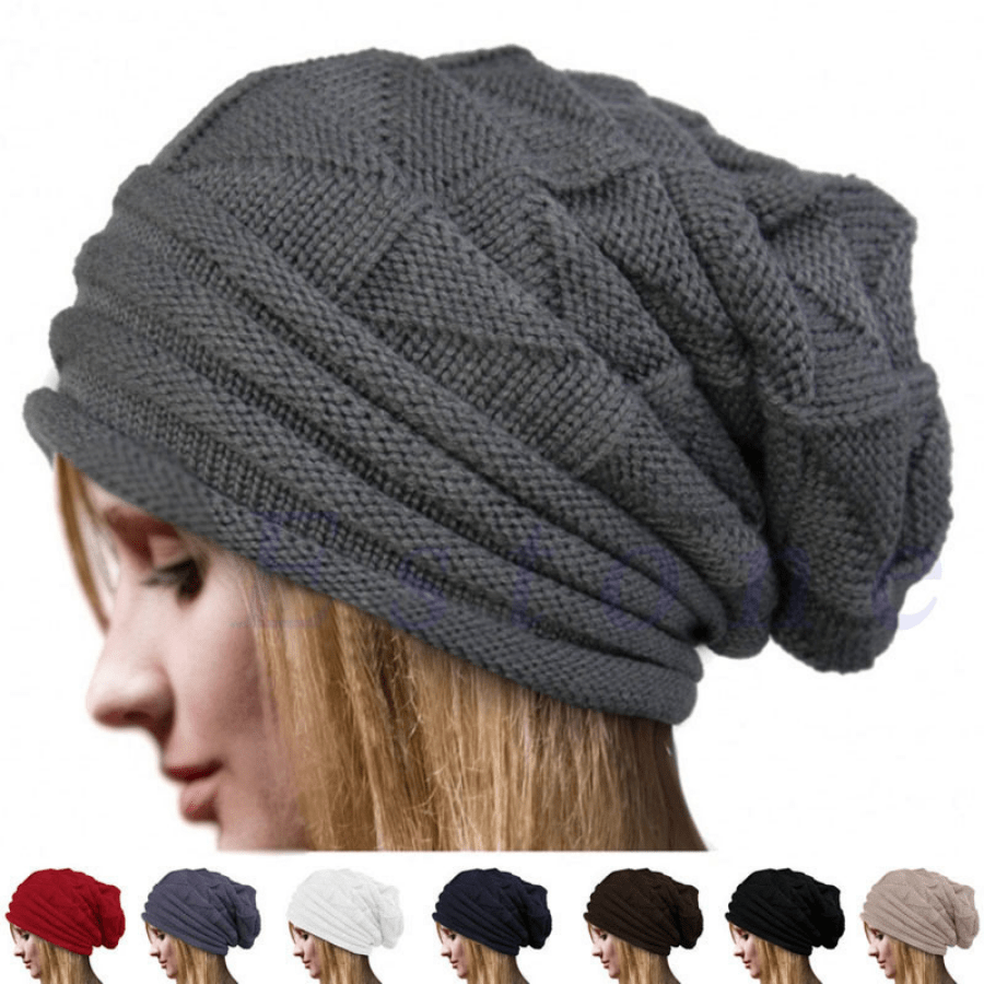 Pleated Flange Cap Ladies Winter Ski Sweater Hat Outdoor Knitted Hat