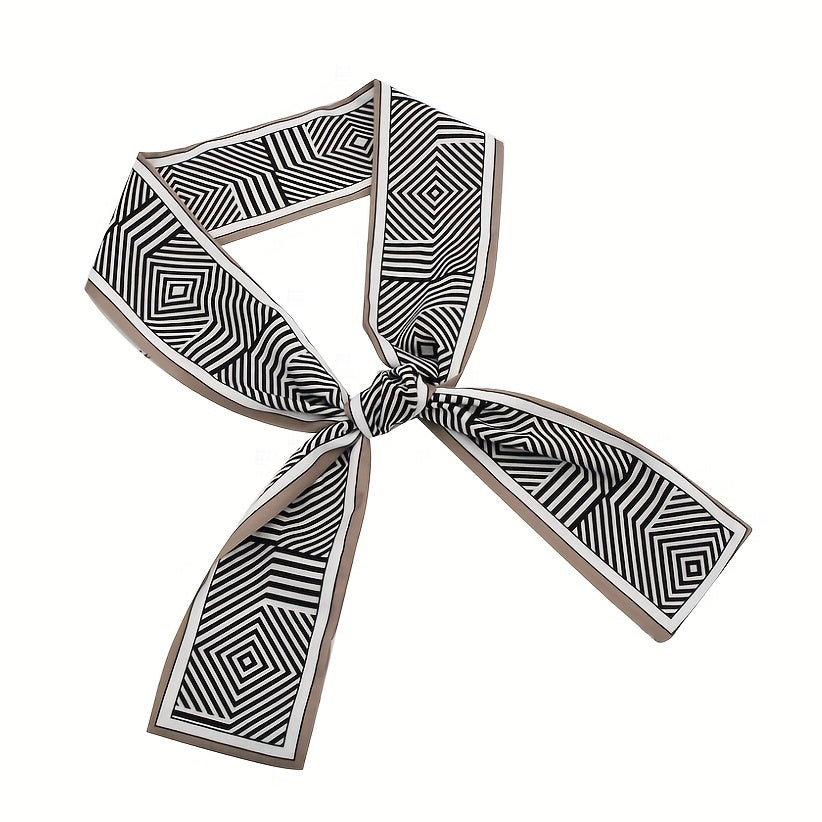 2pcs Floral Plaid Skinny Scarf Ribbon Neckerchief Bowknot Twilly Scar