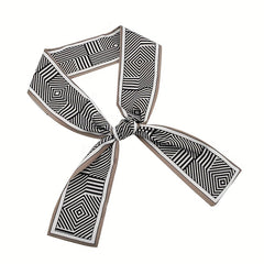 2pcs Floral Plaid Skinny Scarf Ribbon Neckerchief Bowknot Twilly Scar