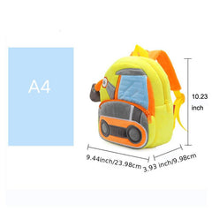 Plush Kid Backpack Engineering Car Baby Bag for Kindergartener