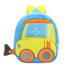 Plush Kid Backpack Engineering Car Baby Bag for Kindergartener