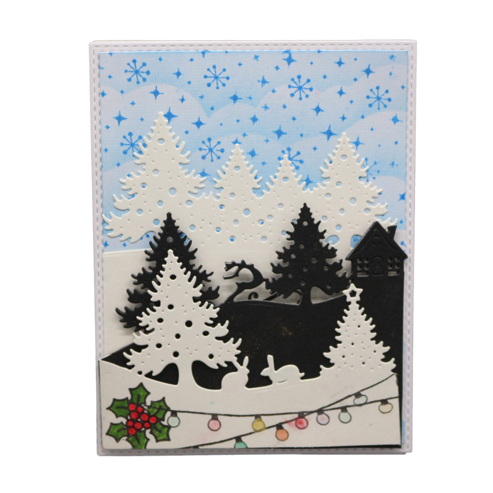 3Pcs Metal Cutting Dies Wood & House Designs for Crafts Cards Scrapbooking