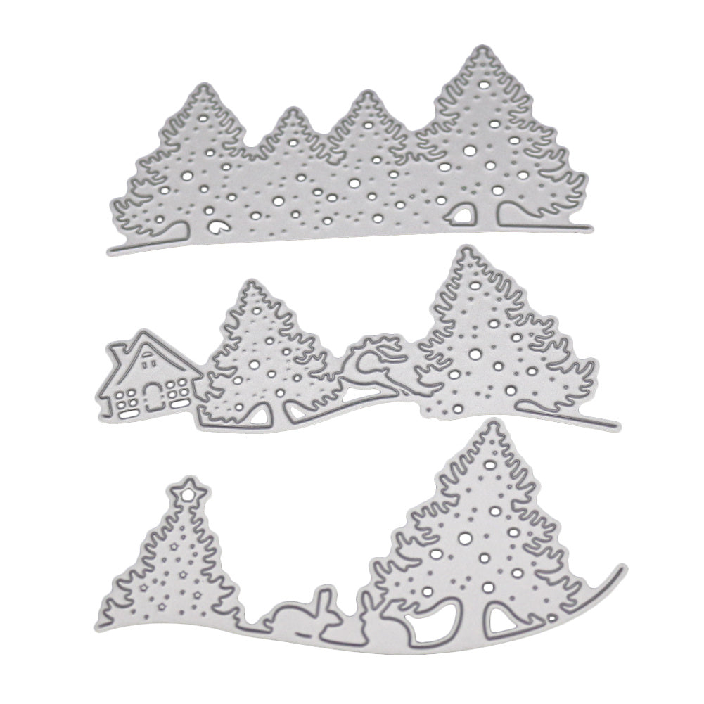 3Pcs Metal Cutting Dies Wood & House Designs for Crafts Cards Scrapbooking