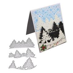 3Pcs Metal Cutting Dies Wood & House Designs for Crafts Cards Scrapbooking