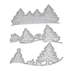 3Pcs Metal Cutting Dies Wood & House Designs for Crafts Cards Scrapbooking