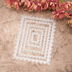 5 PCS Stitched Rectangle Frame Cutting Dies Scrapbooking Steel Craft Cuts