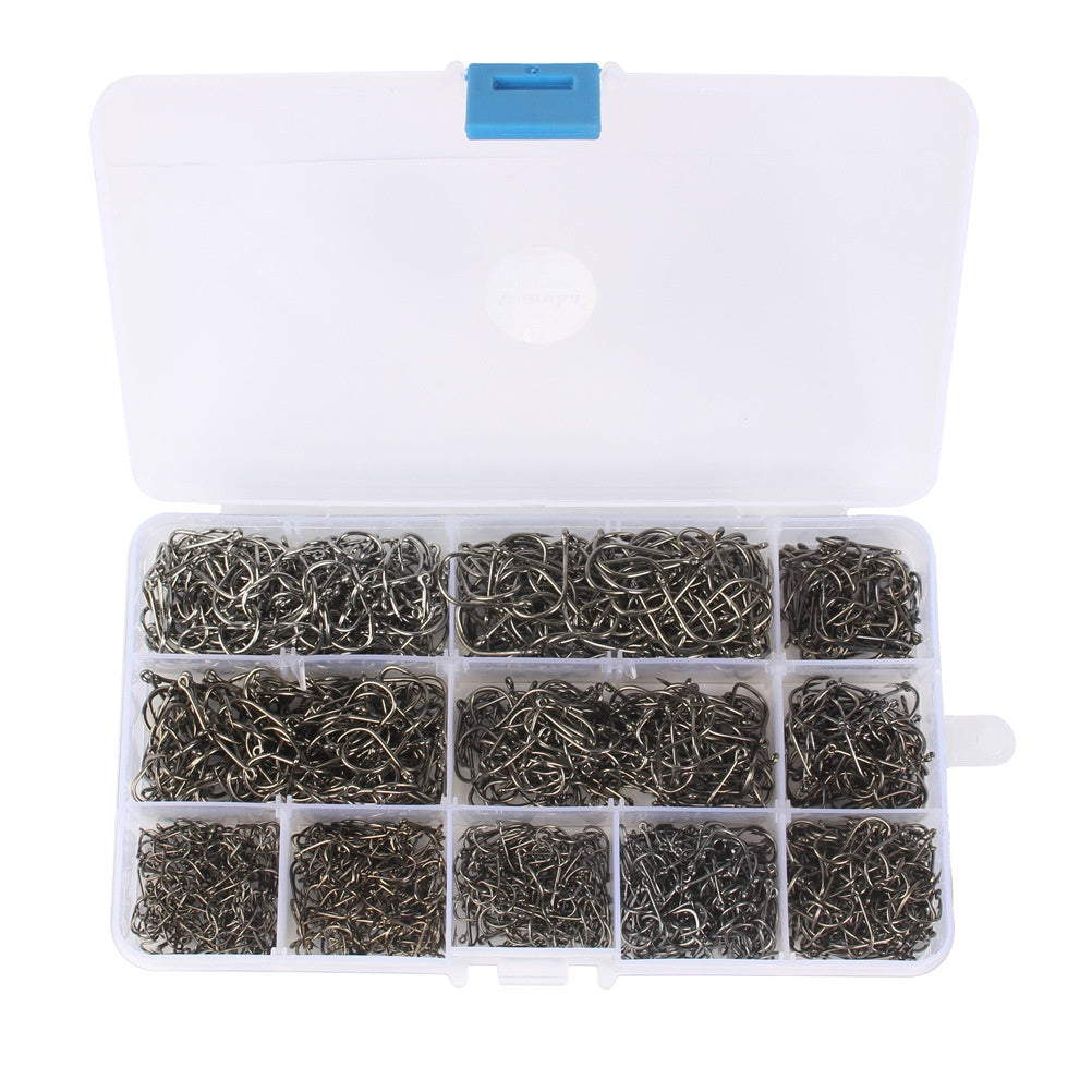 1600pcs High Carbon Steel Barbed Fishing Hooks With Ring Hook for Carp