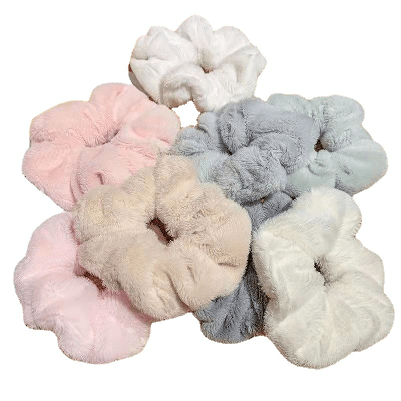 Girls Plush Scrunchie Hair Tie Solid Hair Rope Hair Bands Hair Accessories