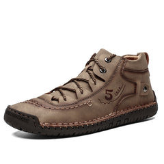 Men's Stitching Non Slip Ankle Boots Lace Up Walking Shoes