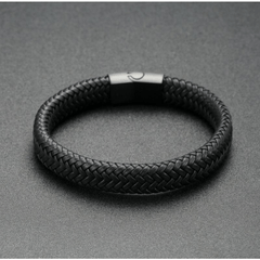 Stainless Steel Chain Leather Bracelet Men Vintage Male Braid Artificial Jewelry