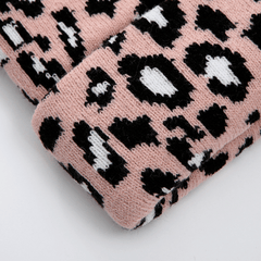 Leopard Knit Hat Winter Warm Hat Embroidery Woolen Hat