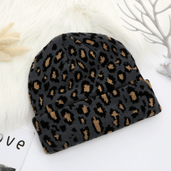 Leopard Knit Hat Winter Warm Hat Embroidery Woolen Hat