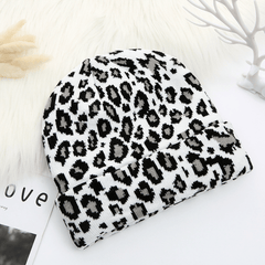Leopard Knit Hat Winter Warm Hat Embroidery Woolen Hat