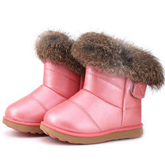 Little Unisex Winter Pink Snow Boots Warm Flat Plush Shoes Girls Boys Waterproof