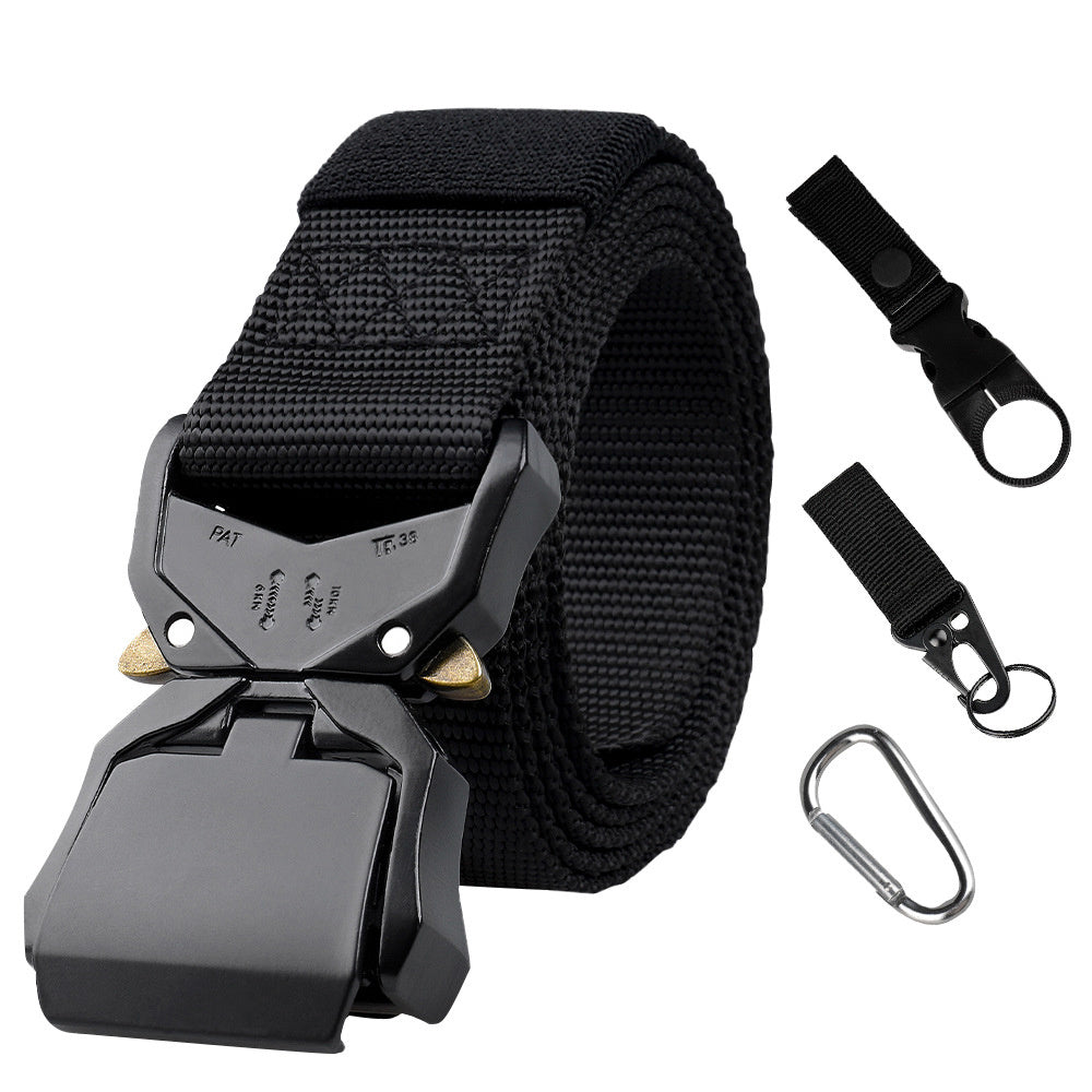 Outdoor Men's Nylon Tactical Belt with Key Chain Buckle Set