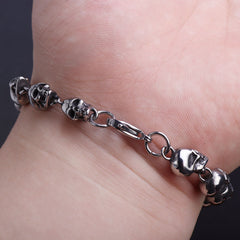 Men's Gothic Skull Chain Bracelet Metal Punk Rock Biker