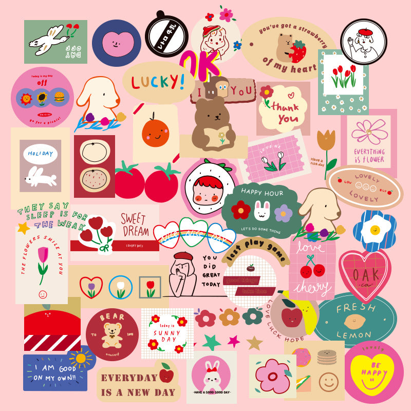 50pcs Pet No Repeat Ins Stickers Diy Stationery Computer Stickers