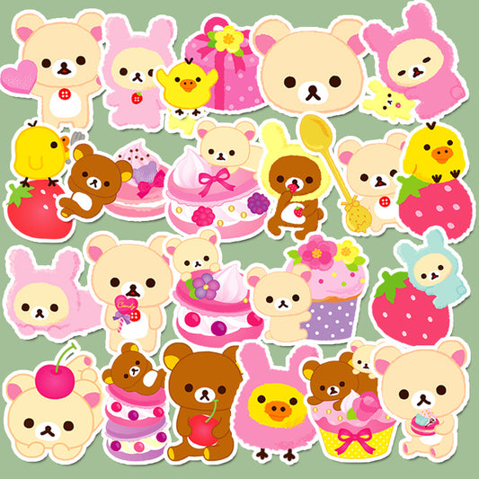 44pcs Sweet Bear Stickers Children's DIY Stationery Computer Student Stationery