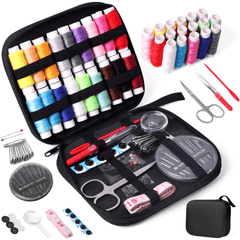 130 Piece Sewing Kit with Case - 24 Spools of Thread, Needles, Scissors, Thimble