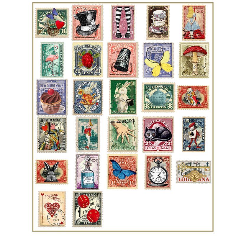 27pcs Alice Stamps Stickers DIY Stationery Computer Stickers for Children