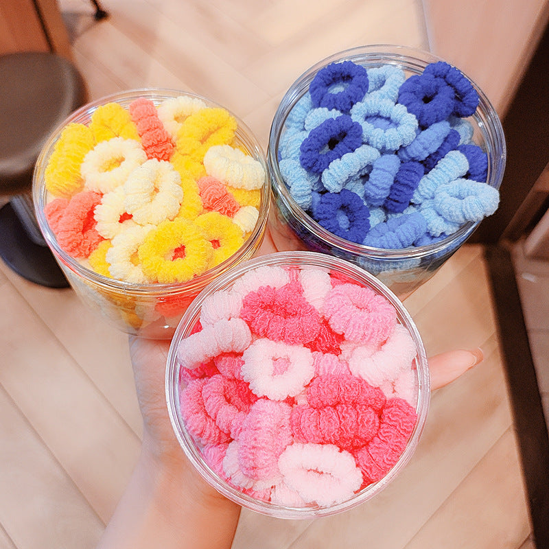 100pcs Kids Elastic Towel Ring Rubber Band Hair Ring