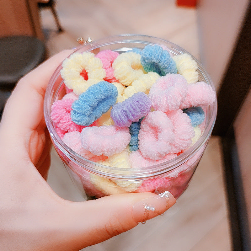 100pcs Kids Elastic Towel Ring Rubber Band Hair Ring