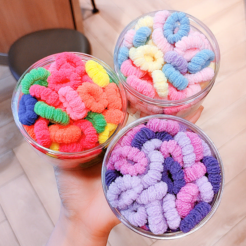 100pcs Kids Elastic Towel Ring Rubber Band Hair Ring