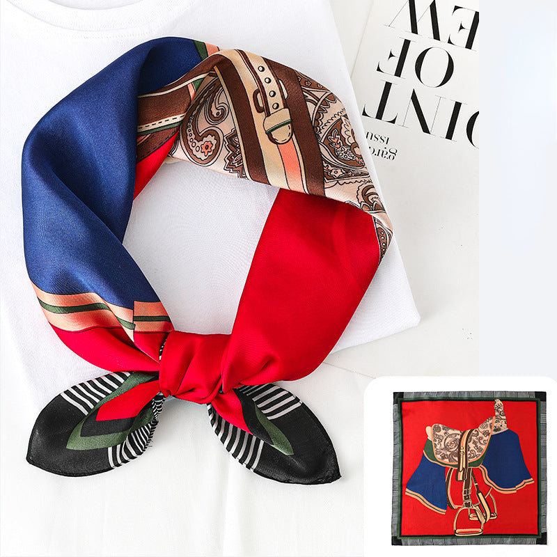 Women's Plaid Double Sided Square Silk Scarf