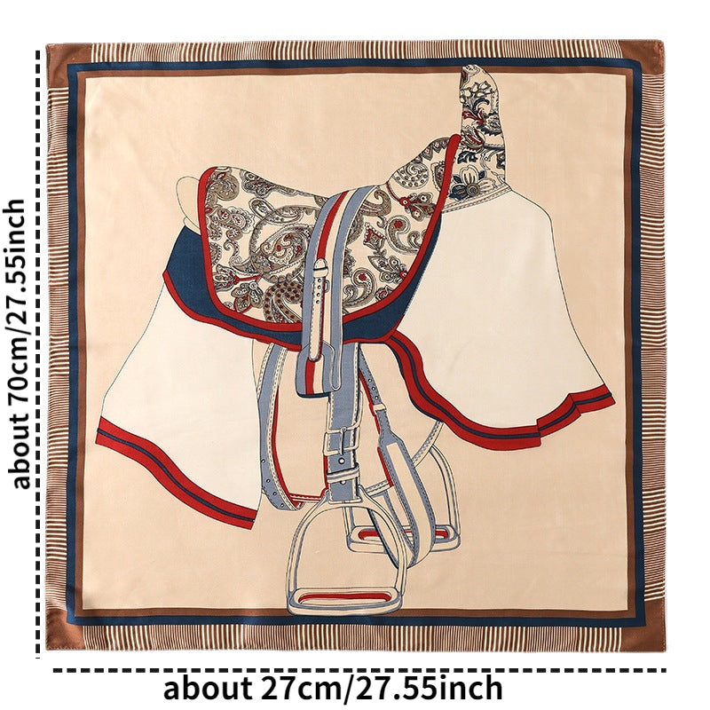 Women's Plaid Double Sided Square Silk Scarf
