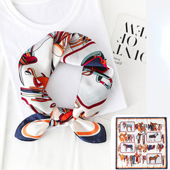Sweet Printed Silk Square Scarf Bandana for Girls