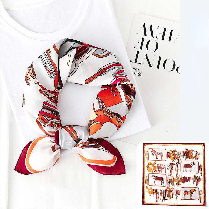 Sweet Printed Silk Square Scarf Bandana for Girls