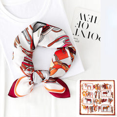 Sweet Printed Silk Square Scarf Bandana for Girls