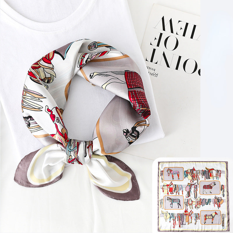Sweet Printed Silk Square Scarf Bandana for Girls