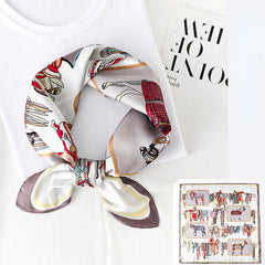 Sweet Printed Silk Square Scarf Bandana for Girls