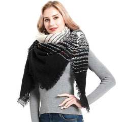 Twill Ombre Warm Scarf Large Shawl Boho Bandana Tassel Wrap for Women
