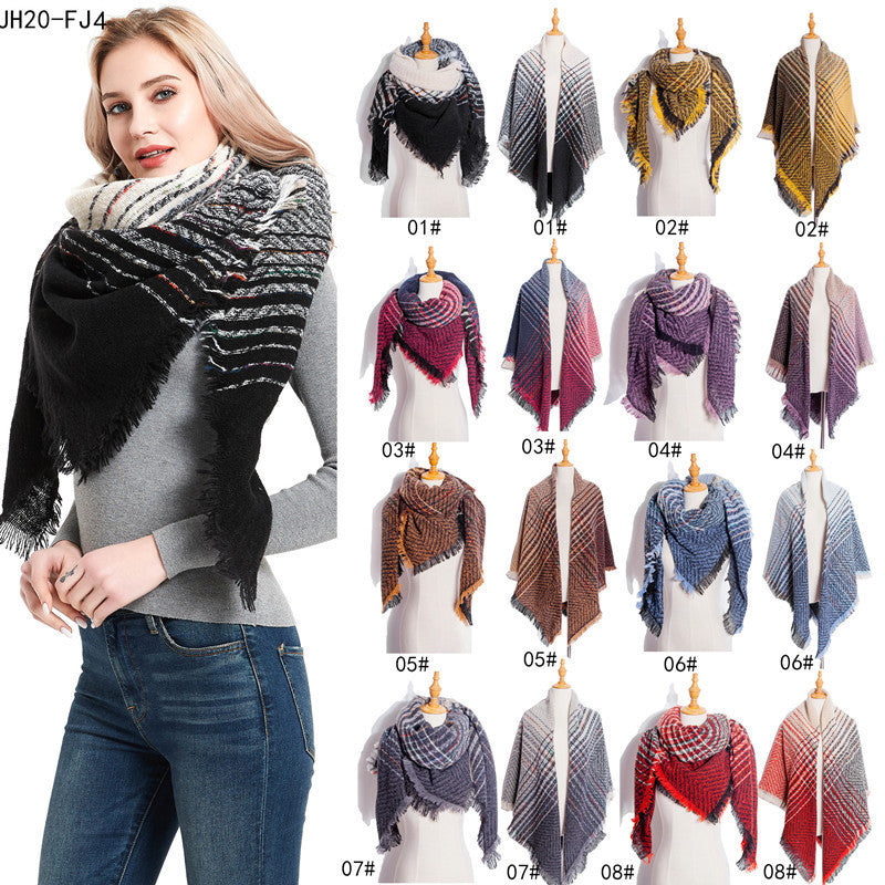 Twill Ombre Warm Scarf Large Shawl Boho Bandana Tassel Wrap for Women
