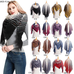 Twill Ombre Warm Scarf Large Shawl Boho Bandana Tassel Wrap for Women