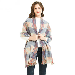 Winter Warm Blanket Scarf Plaid Oversized Shawl Soft Tassels Wrap