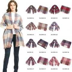 Winter Warm Blanket Scarf Plaid Oversized Shawl Soft Tassels Wrap