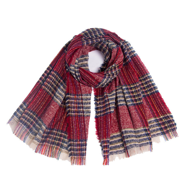 Winter Warm Blanket Scarf Plaid Oversized Shawl Soft Tassels Wrap
