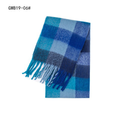 Women Plaid Scarf Woolen Shawls Thick Tassel Warm Scarves