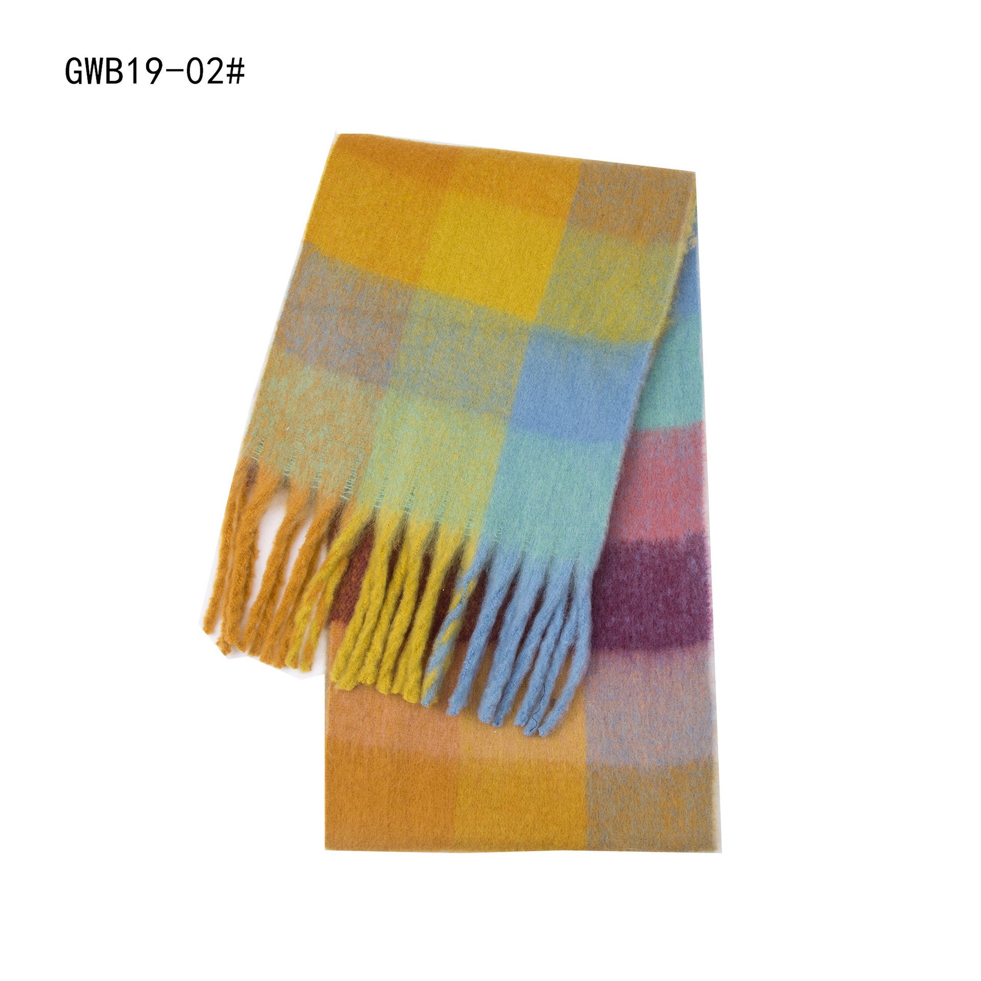 Women Plaid Scarf Woolen Shawls Thick Tassel Warm Scarves
